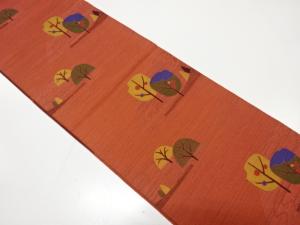 樹木に流水模様織り出し　名古屋帯